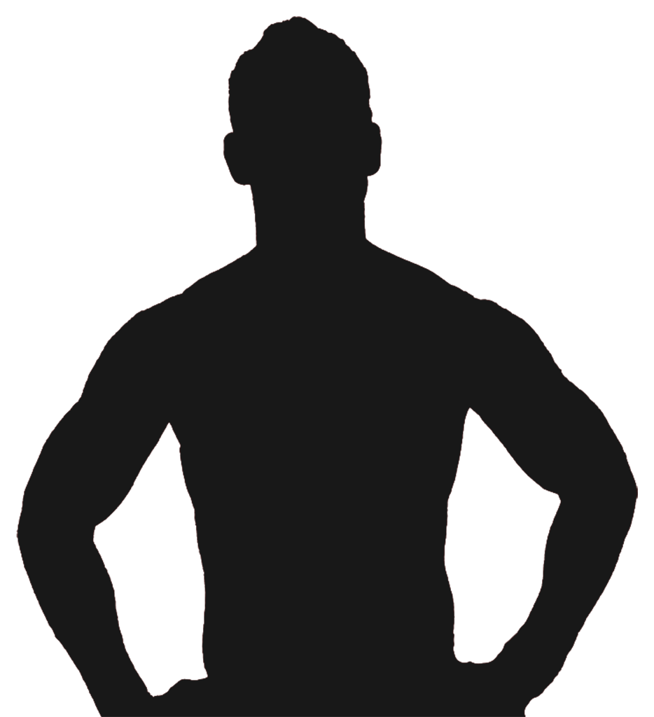 Silhouette of a handsome shirtless young man